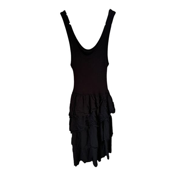 Zara black sleeveless boho ribbed tank top ruffle tiered maxi dress size XS - Picture 16 of 16